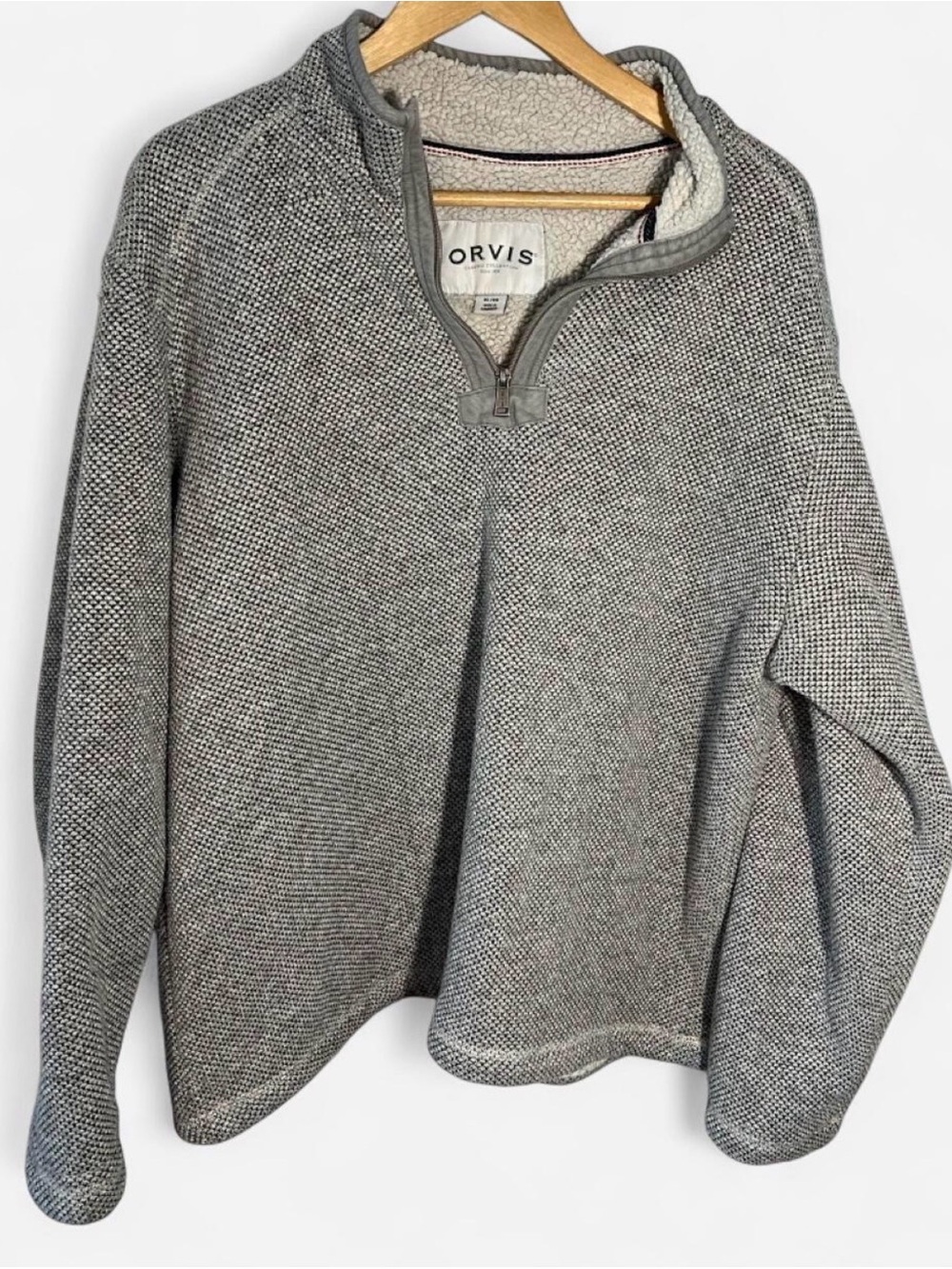 Orvis Gray Sherpa-Lined Half-Zip Sweater gorpcore cabin core